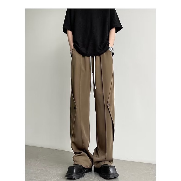 Quần Dài Thể Thao Vải Lụa Lạnh Mỏng Dáng Rộng Kiểu Đường Phố Thời Trang Mùa Hè Cho Nam