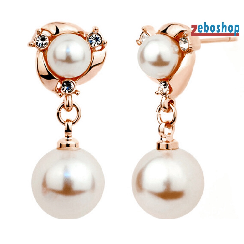 Khuyên Tai Dạng Vòng Lủng Lẳng Bắt Mắt Tinh Tế 2 Màu Ngọc Trai Giả Tua Rua Cho Tiệc Tùng