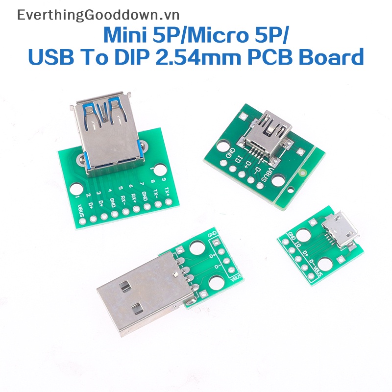 Set 5 Bảng Mạch Chuyển Đổi Cổng Micro USB B Sang Cổng Cắm 2.54mm DIP USB 2.0 3.0 Chuyên Dụng