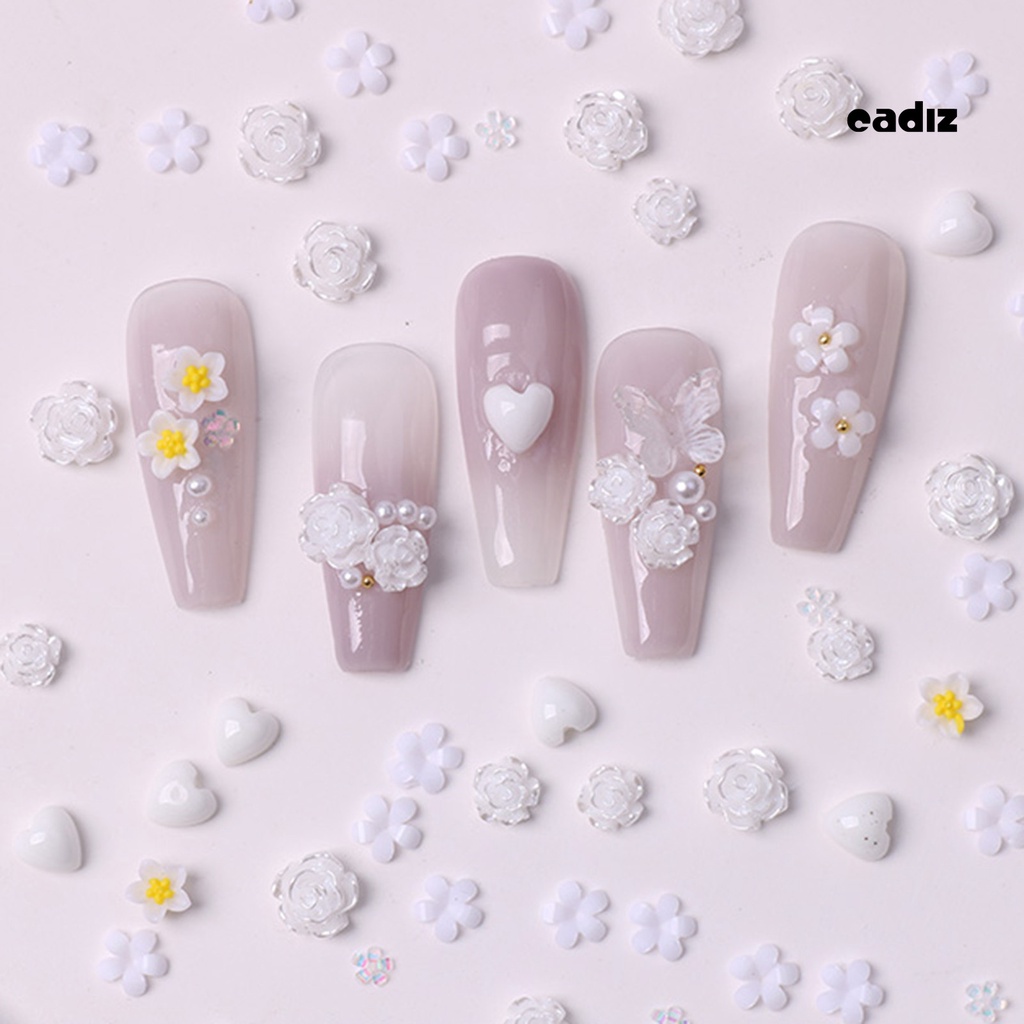 Set 2 Túi Phụ Kiện Trang Trí Móng Tay Nghệ Thuật Hình Hoa Hồng Sáng Bóng Dễ Tháo Rời DIY