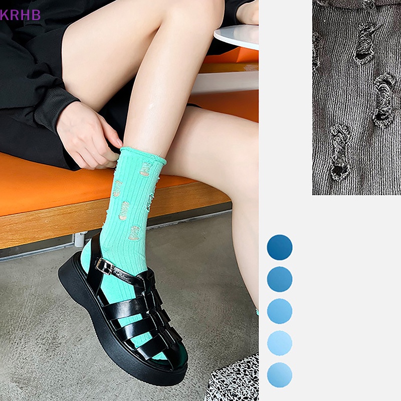 Vớ Dệt Kim Rách Thời Trang Harajuku Đường Phố Mới Cho Nữ