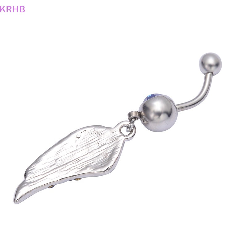 Khuyên Rốn Hình Đôi Cánh Bằng Thép Không Gỉ Đính Đá Thời Trang Dành Cho Nữ Mới