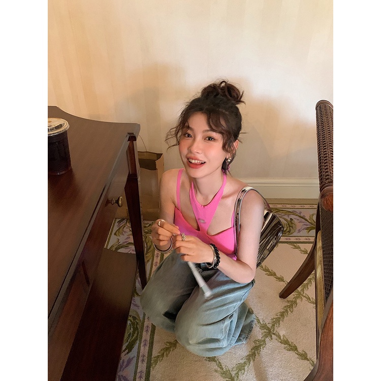 Áo Hai Dây Dệt Kim Dáng Ngắn Thời Trang Hàn Quốc 2023 Cho Nữ