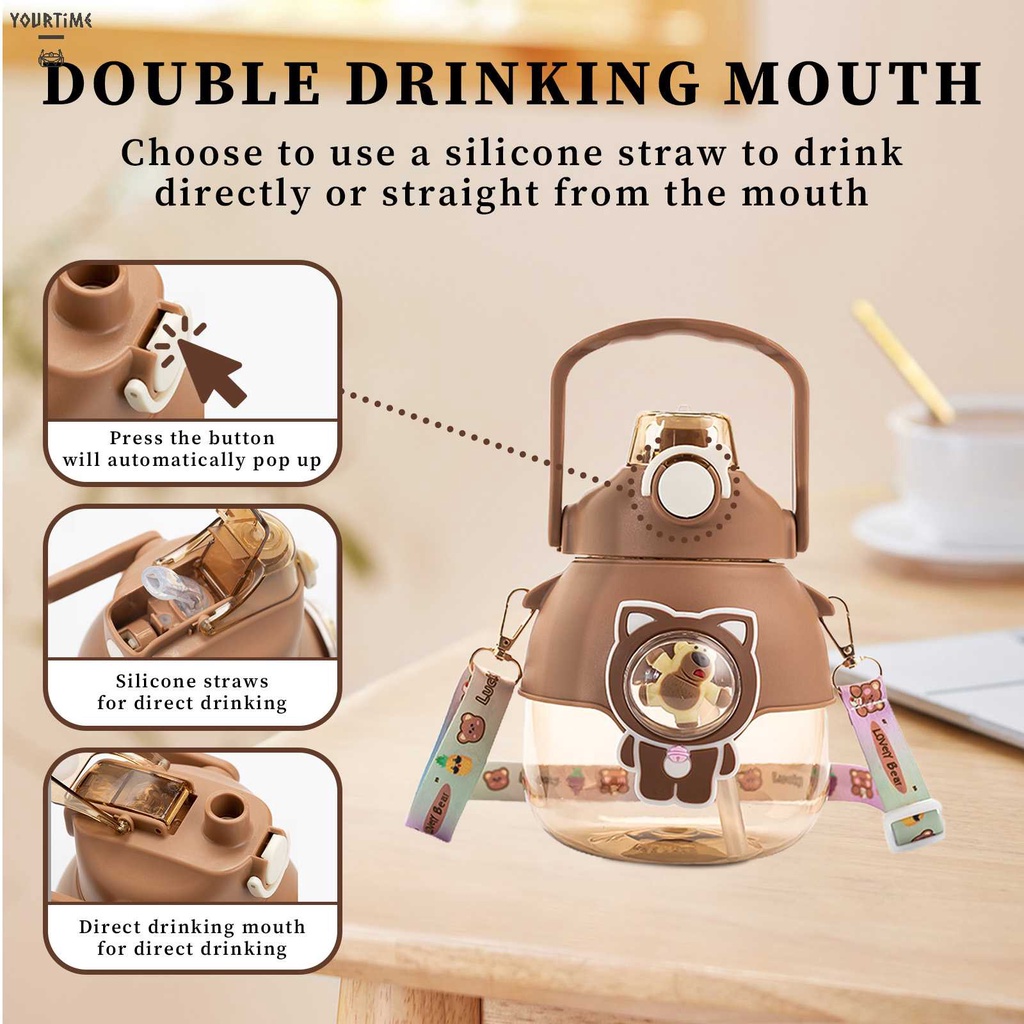 Bình Nước 1300ml Có Ống Hút Chống Tràn Tiện Dụng Cho Bé