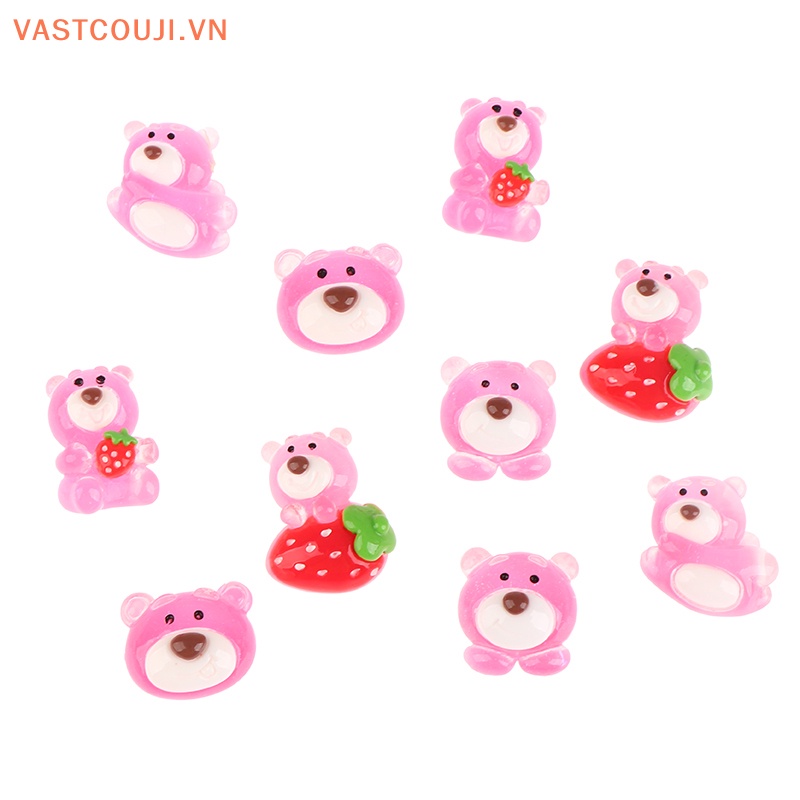 Set 5 Gấu Dâu Tây Mini Bằng Nhựa Phát Quang Trang Trí Sân Vườn