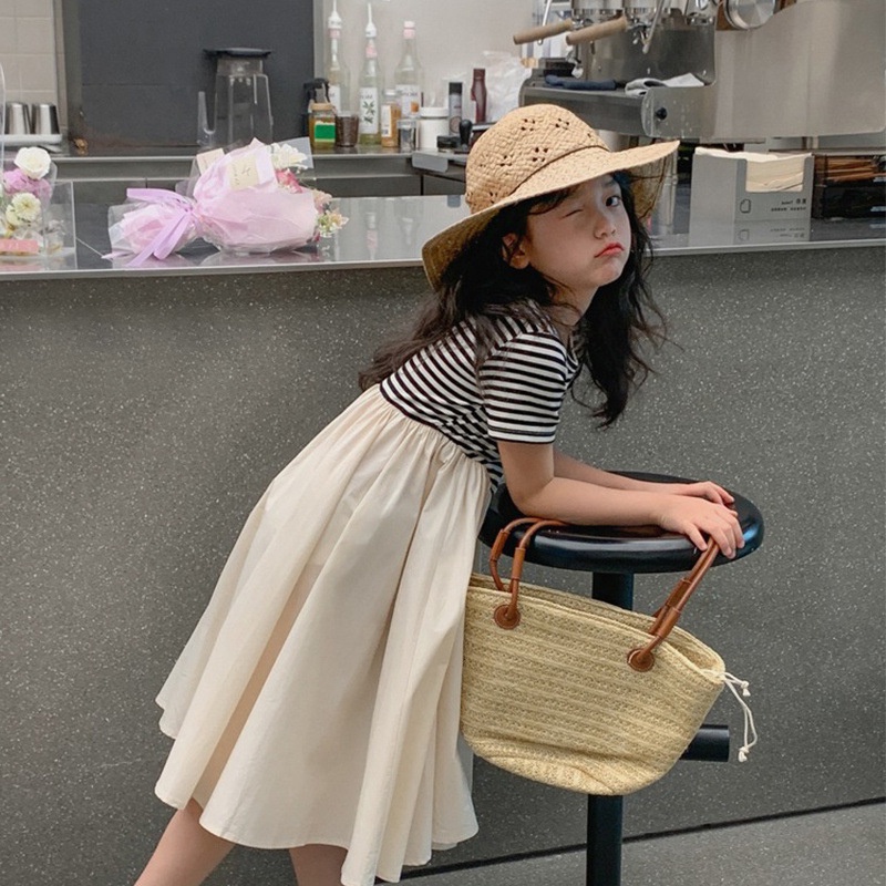 Đầm Kẻ Sọc Thời Trang Mùa Hè Hàn Quốc Cho Bé Gái 2-7 Tuổi