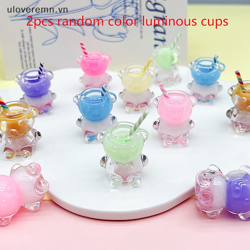 Bộ 2 Ly Uống Trà Sữa Mini Hình Gấu Dạ Quang Dễ Thương