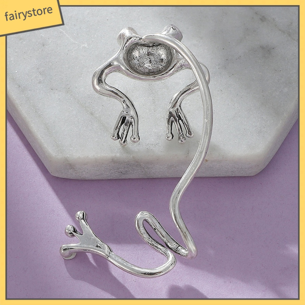 1 Khuyên Kẹp Vành Tai Hình Ếch Bằng Hợp Kim Phong Cách Hip Hop Cổ Điển