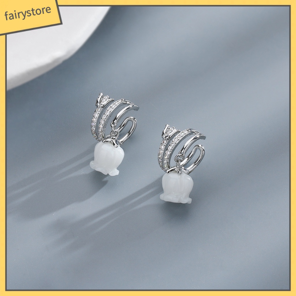 1 Khuyên Kẹp Vành Tai Hình Hoa Tulip Đính Đá Zircon Trắng Nhiều Lớp Không Cần Khoan Lỗ Thời Trang Cho Nữ