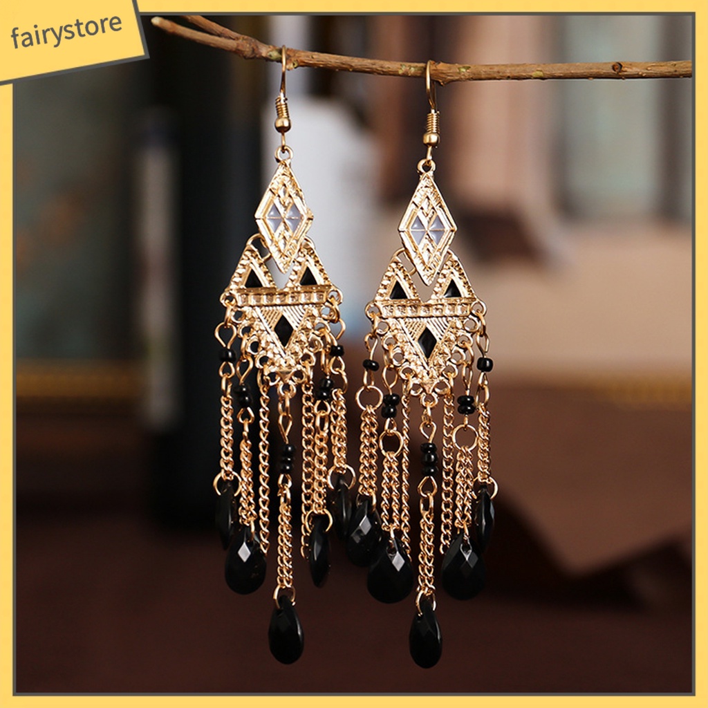 1 Đôi Bông Tai Tua Rua Đính Pha Lê Lấp Lánh