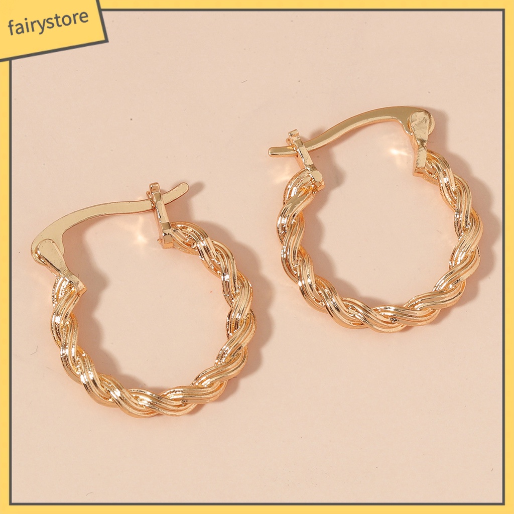 1 Đôi Bông Tai Tròn Xoắn Phong Cách Retro Dành Cho Nữ