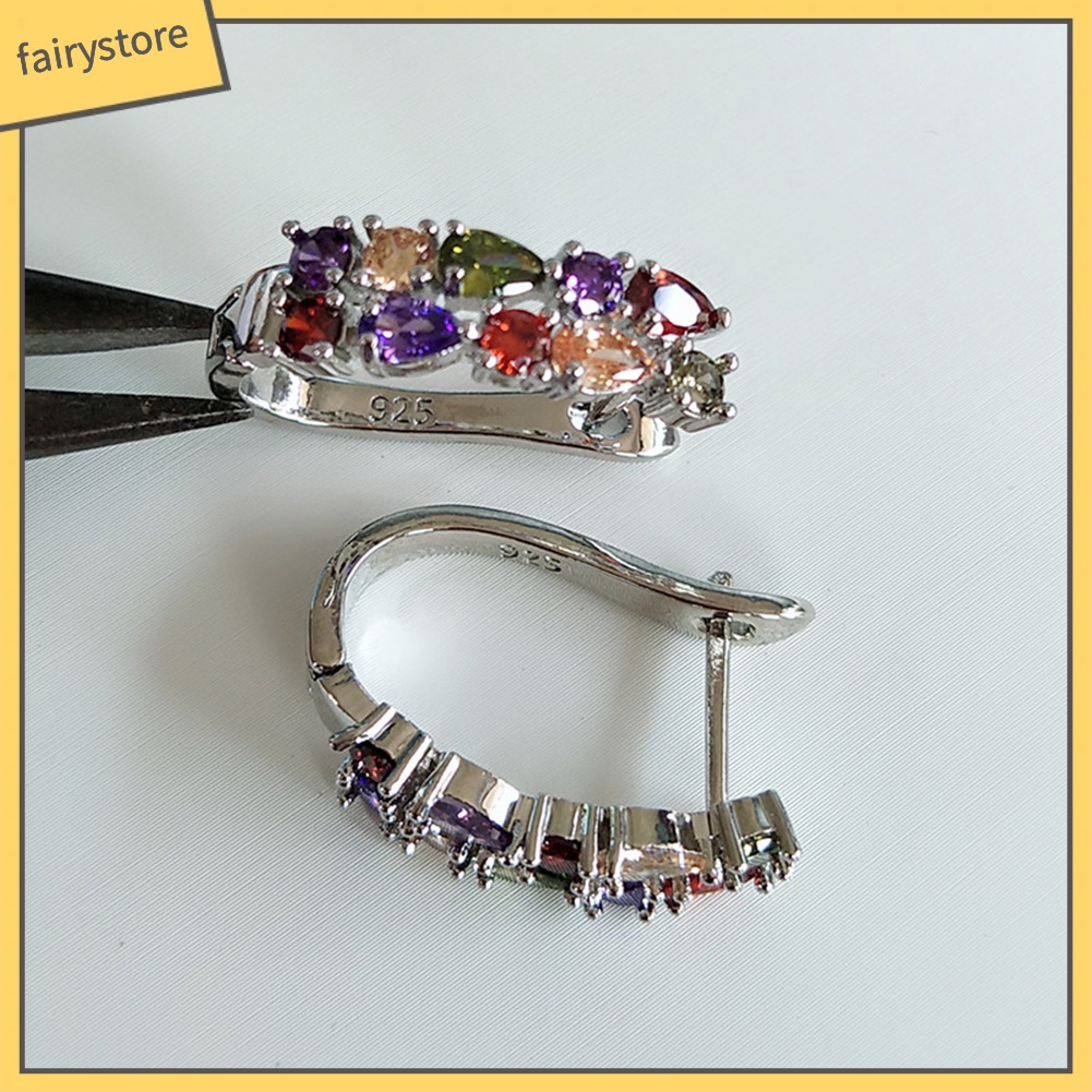 [FRO] Bông Tai Đính Đá Zircon Ngọc Trai Giả Nhiều Màu Sang Trọng Dành Cho Nữ