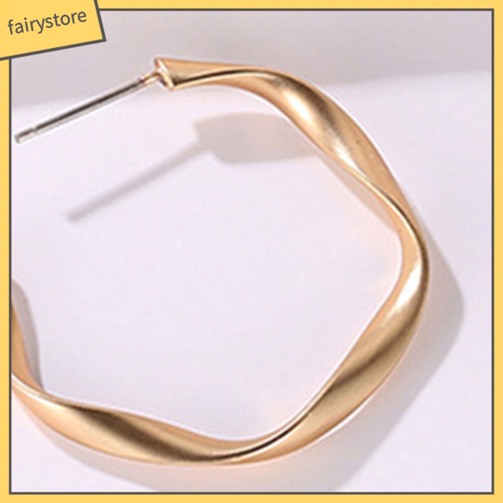 [FRO] Bông Tai Hình Tròn Xoắn Bằng Hợp Kim Mặt Nhám Quyến Rũ Cho Bữa Tiệc