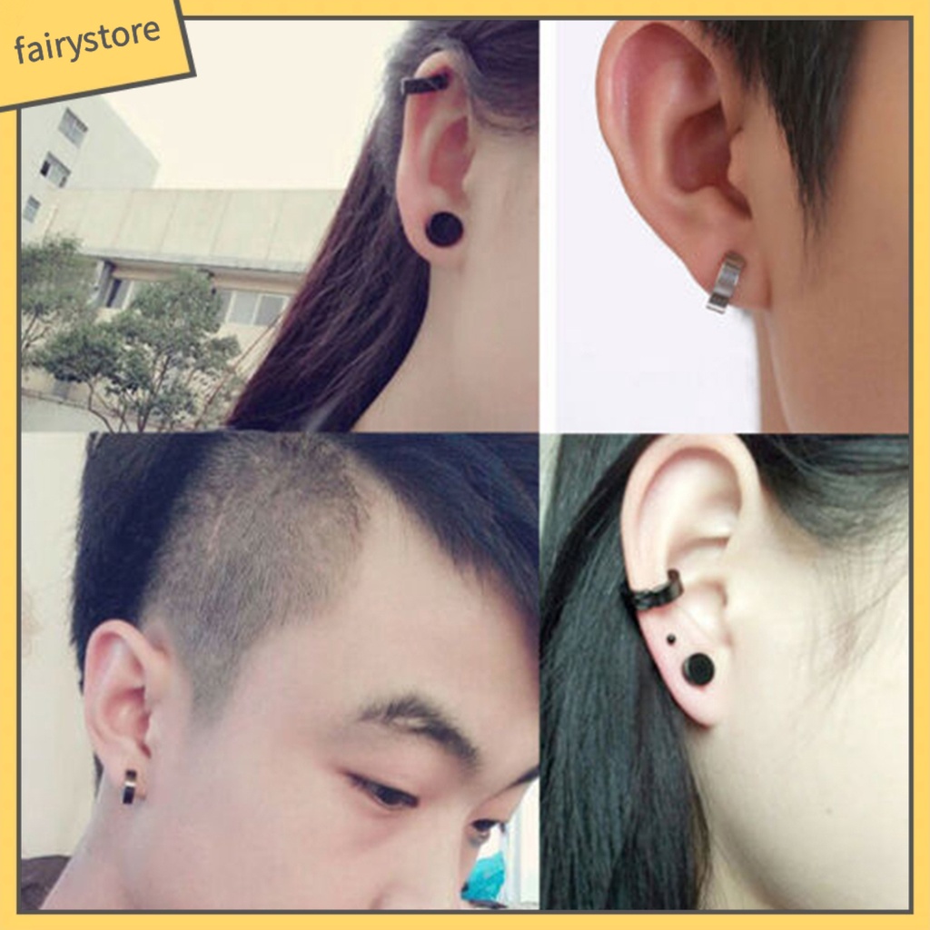 1 Khuyên Kẹp Vành Tai Tròn Bằng Thép Titan Không Xỏ Lỗ Cho Nam