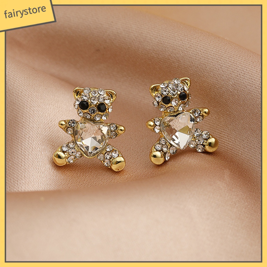 Bông Tai Hình Trái Tim / Gấu Đơn Giản Thời Trang Cho Nữ