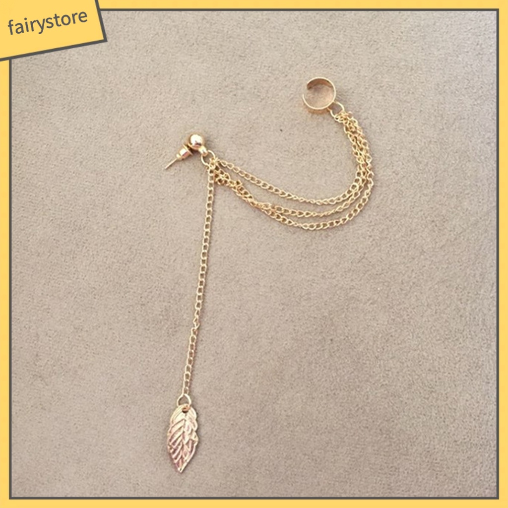 1 Đôi Bông Tai Hình Chiếc Lá Nhiều Lớp Màu Sắc Trơn Không Gây Kích Ứng Phong Cách Vintage Dành Cho Nữ