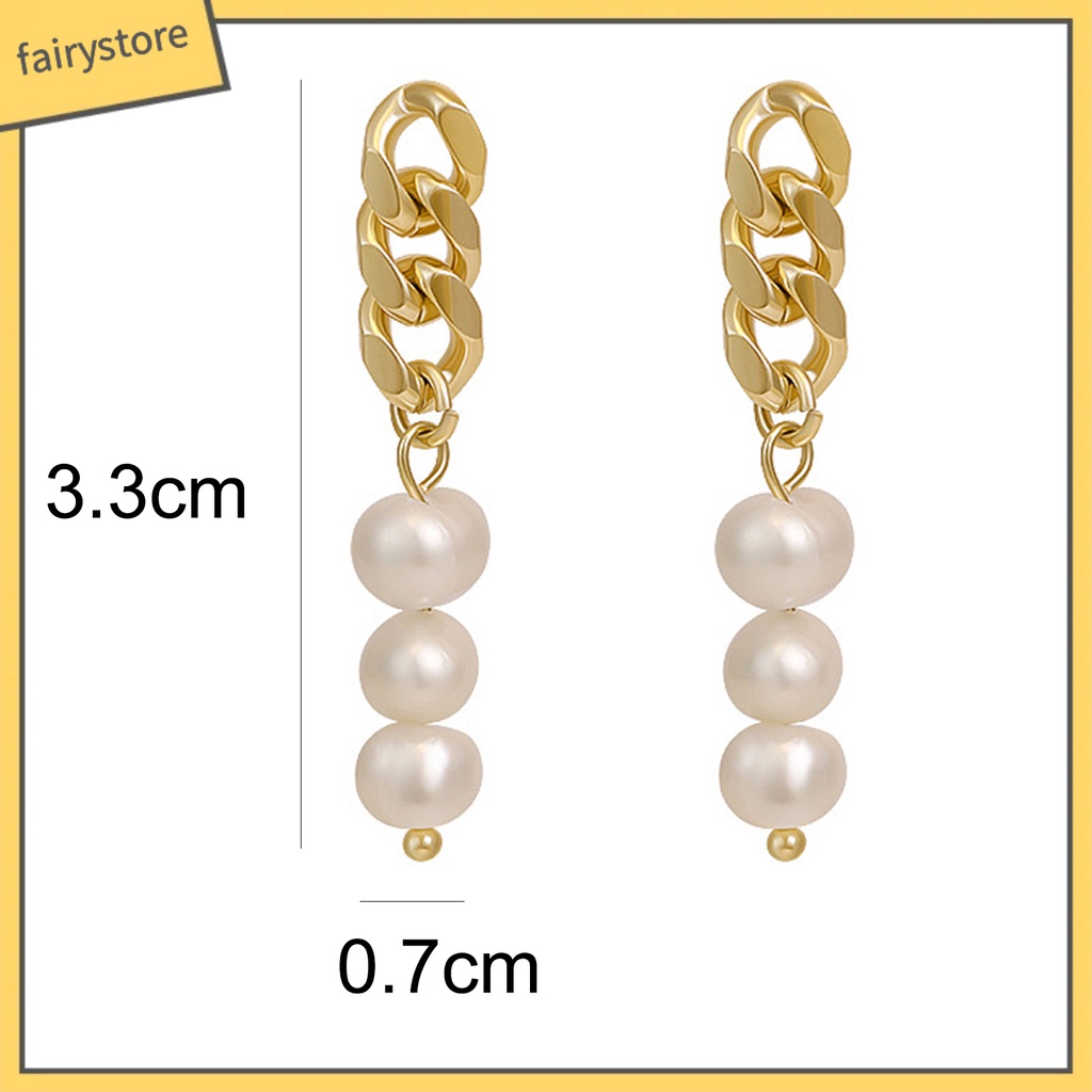 Bông Tai Dáng Dài Đính Ngọc Trai Giả Dễ Thương Cho Nữ