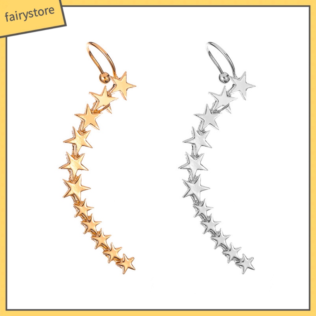 1 Chiếc Bông Tai Kẹp Hình Ngôi Sao Năm Cánh Trọng Lượng Nhẹ Chống Dị Ứng Dễ Phối Đồ Dành Cho Nữ