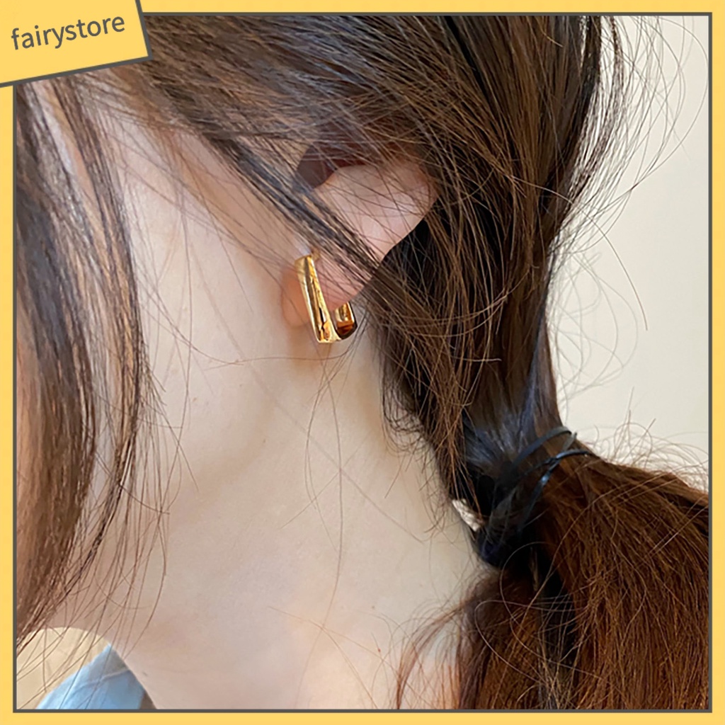 [FRO] 1 Đôi Bông Tai Dạng Vòng Hình Học Không Gây Dị Ứng Cá Tính Tuyệt Vời Không Gây Đau Cho Nữ Dating