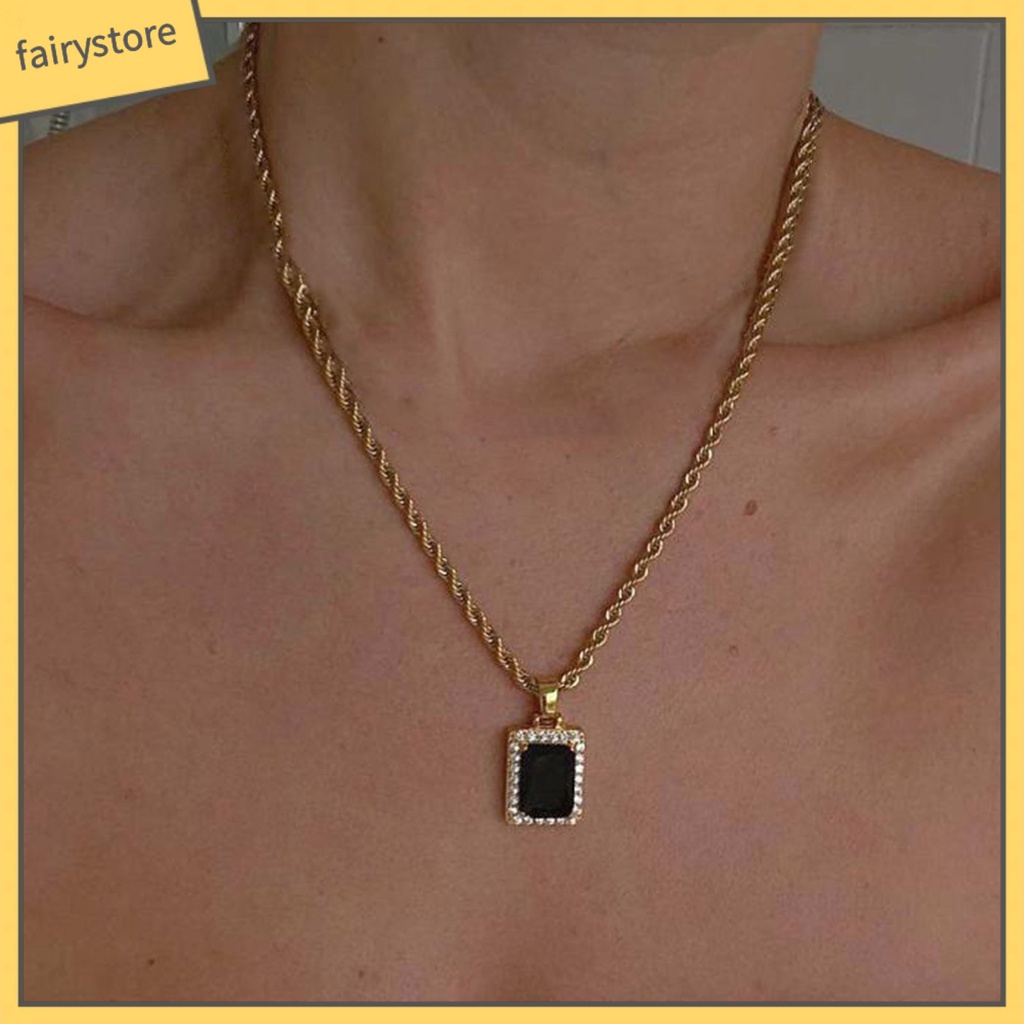 [FRO] Vòng cổ Mặt Khung Hình Giọt Nước Lấp Lánh Phong Cách Cổ Điển