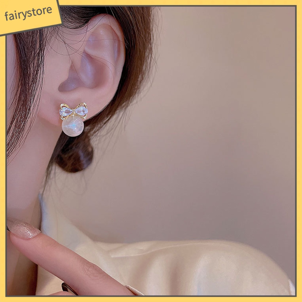 1 Đôi Bông Tai Hình Nơ Bằng Hợp Kim Tinh Tế Thời Trang