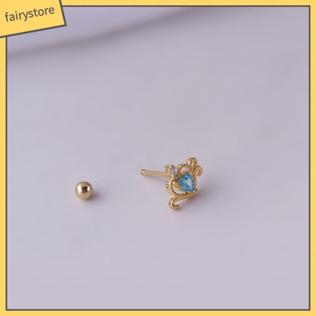 1 Khuyên Tai Hình Trái Tim Rỗng Đính Đá Zircon Sáng Bóng Thanh Lịch Dành Cho Nữ