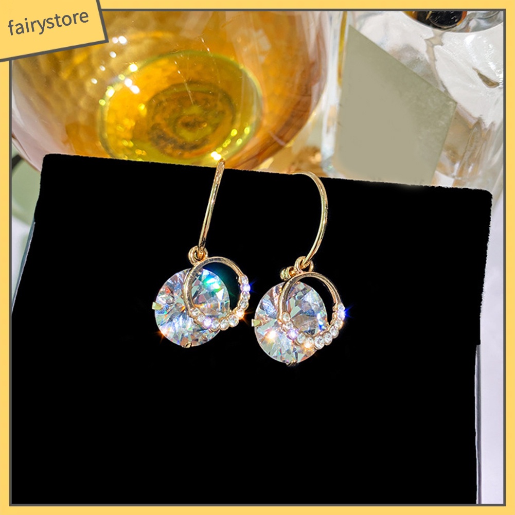 Bông Tai Hình Tròn Đính Đá Thanh Lịch Dành Cho Nữ