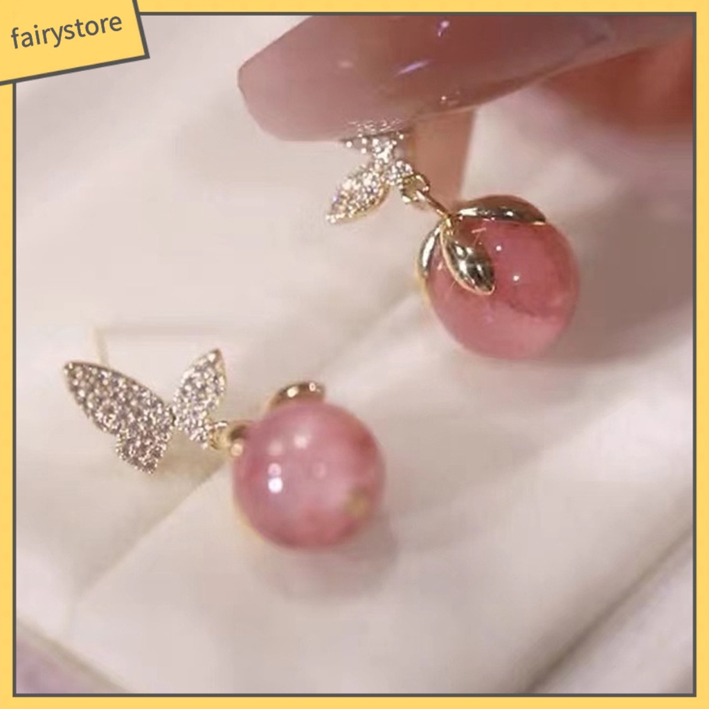 1 Đôi Bông Tai Hình Bướm Đính Đá Opal Lấp Lánh Dành Cho Nữ