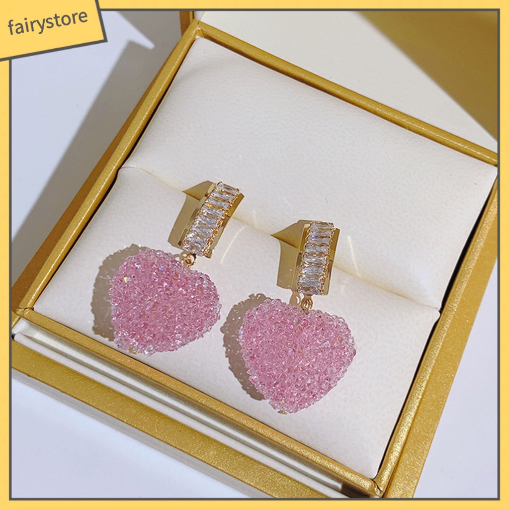 1 Đôi Bông Tai Hình Học Đính Đá Zirconia Màu Hồng Chống Rơi Vỡ Thích Hợp Làm Quà Sinh Nhật Cho Bạn Gái