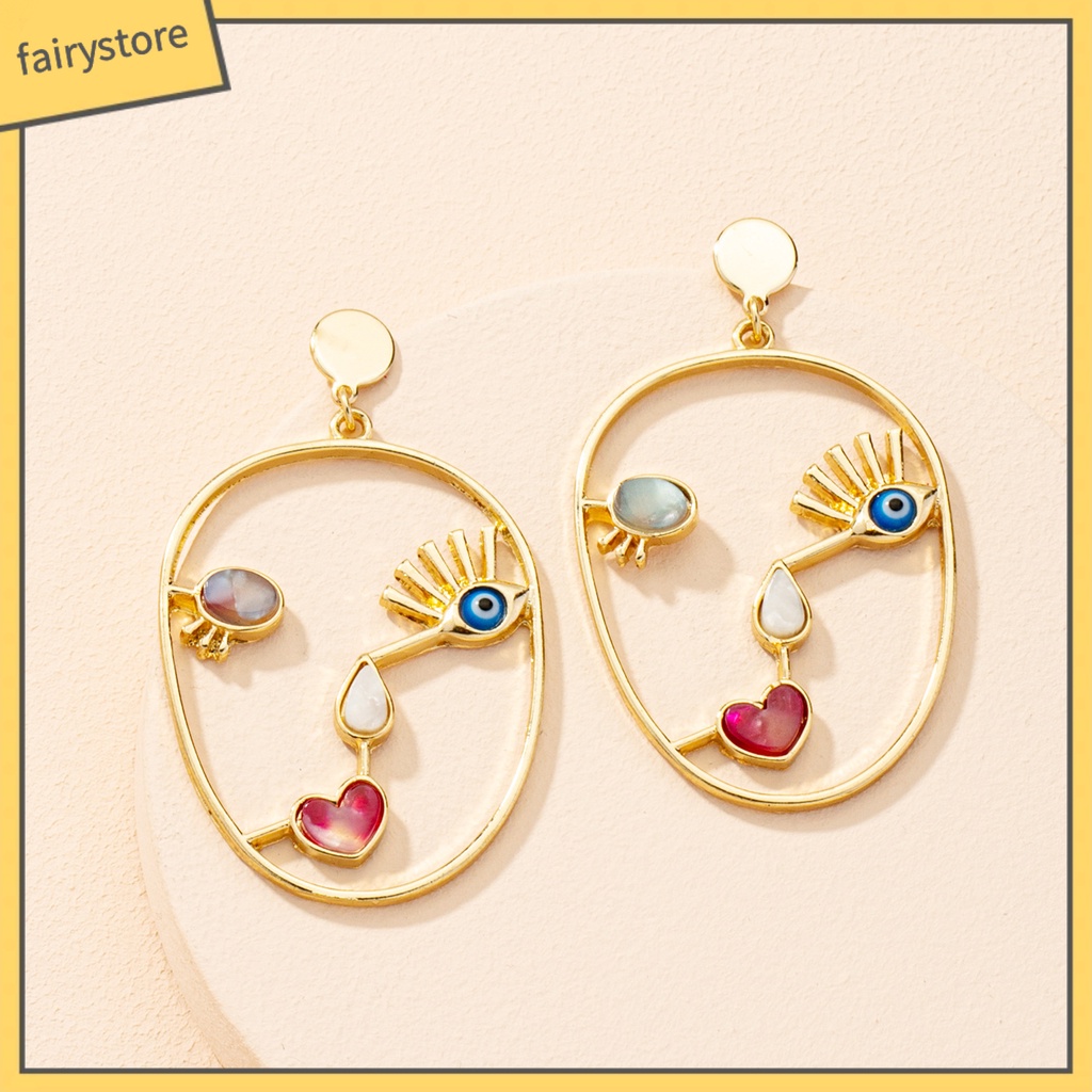 1 Đôi Bông Tai Hình Học Nhiều Màu Sắc Thời Trang Dành Cho Nữ