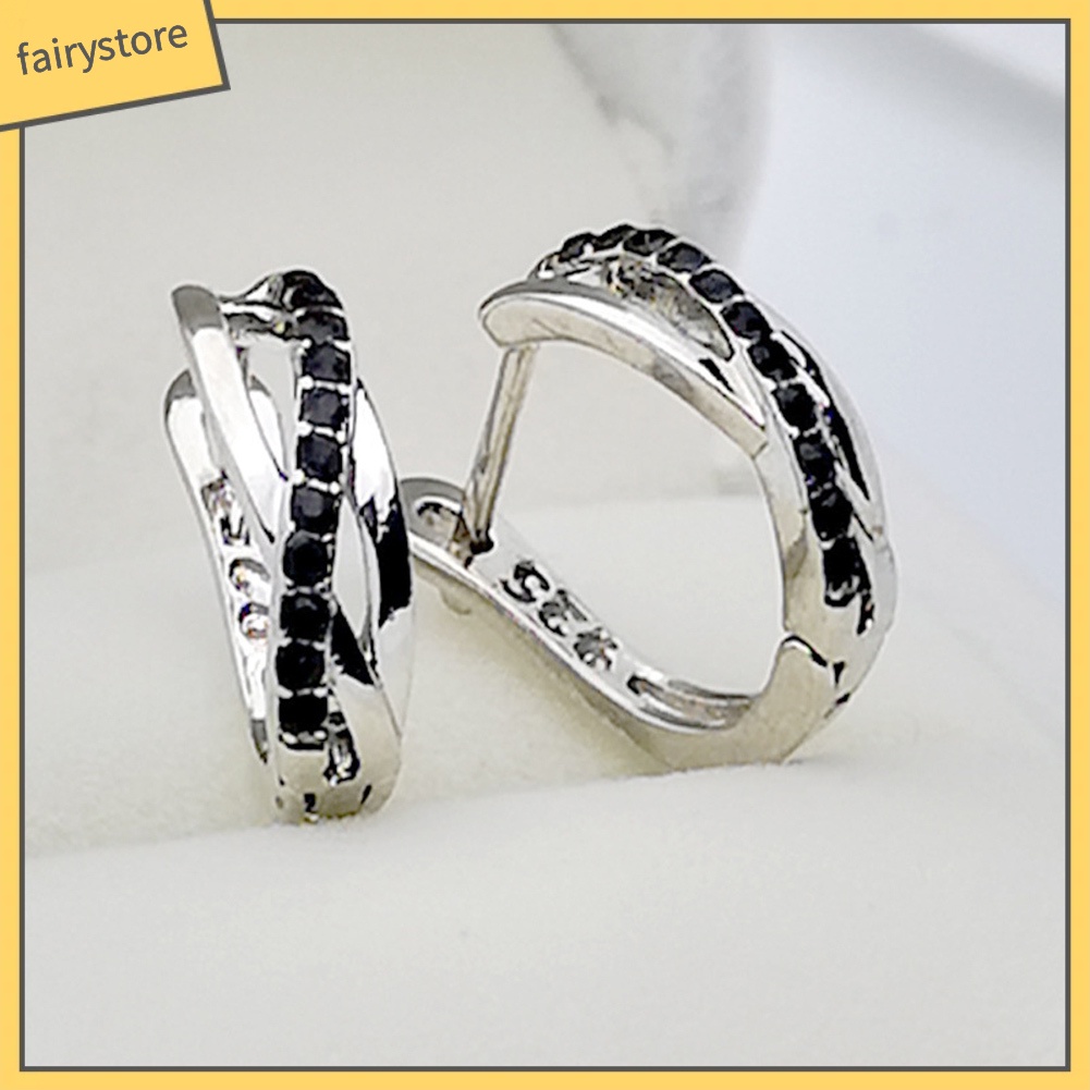 Bông Tai Hình Chữ Thập Đính Đá Thời Trang Dành Cho Nữ