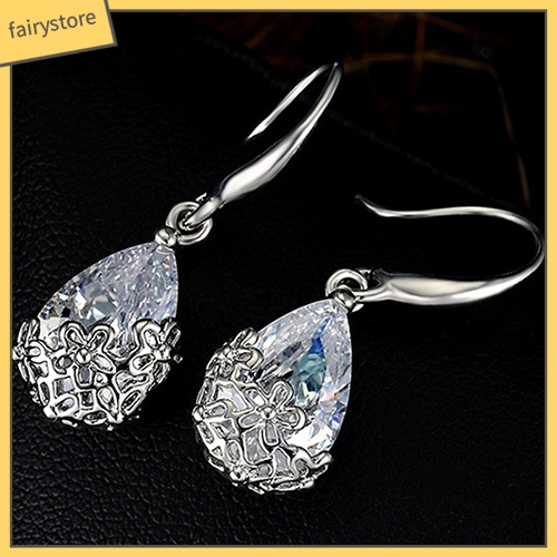 Đôi Bông Tai Hình Giọt Nước Đính Đá Thời Trang Cho Nữ