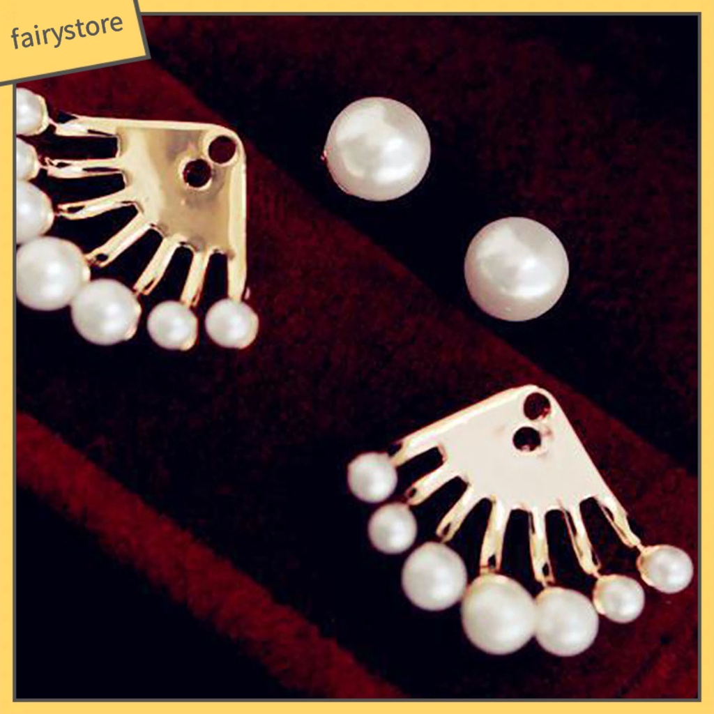 [FRO] 1 Đôi Bông Tai Hai Mặt Đính Ngọc Trai Giả Trang Sức Trước Và Sau Cho Lễ Hội