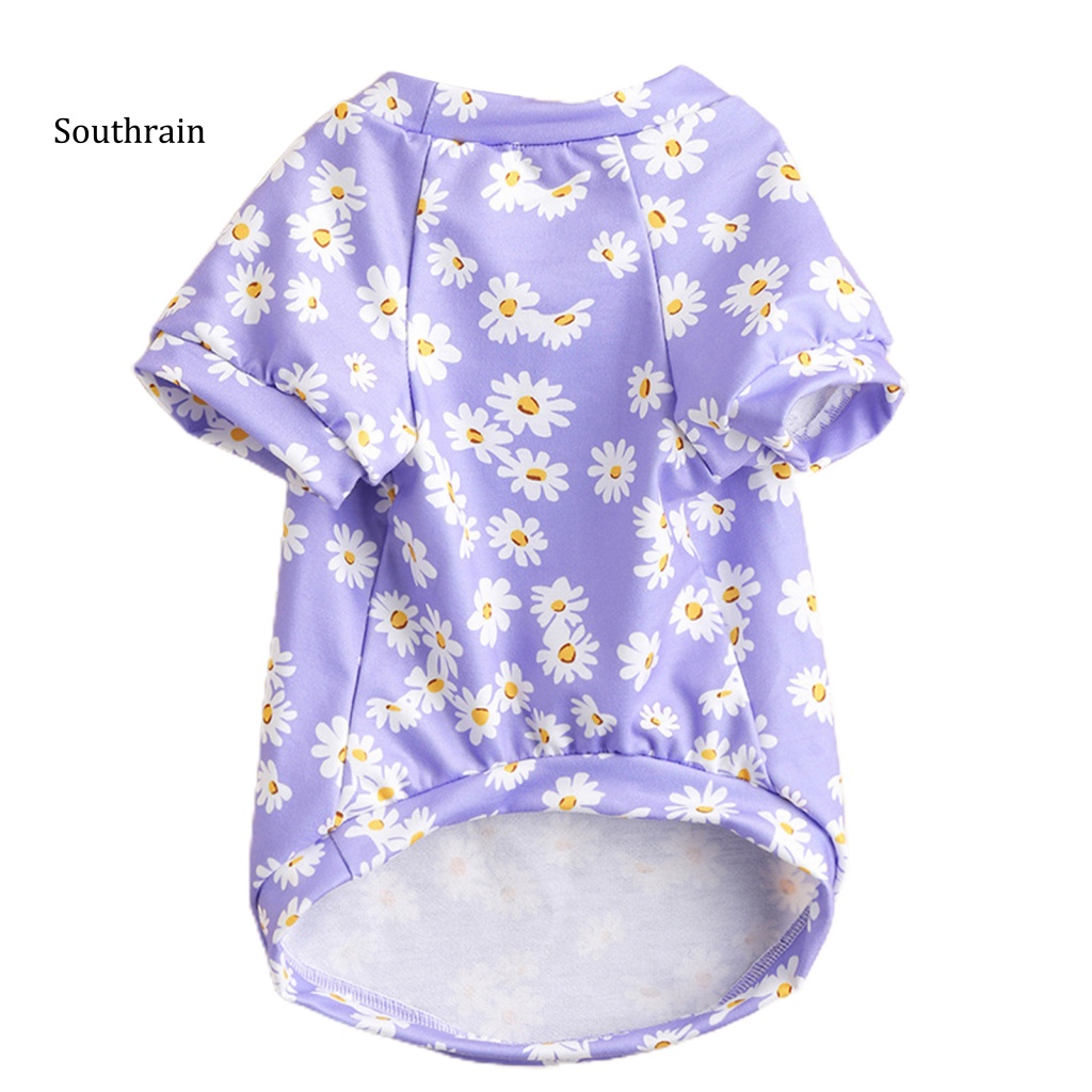 Áo Thun Polyester Tay Lửng In Hoa Màu Tím Bắt Mắt Cho Thú Cưng