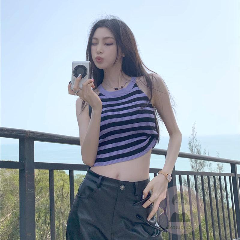 Áo Tank Top Không Tay Họa Tiết Sọc Cơ Bản Dành Cho Nữ