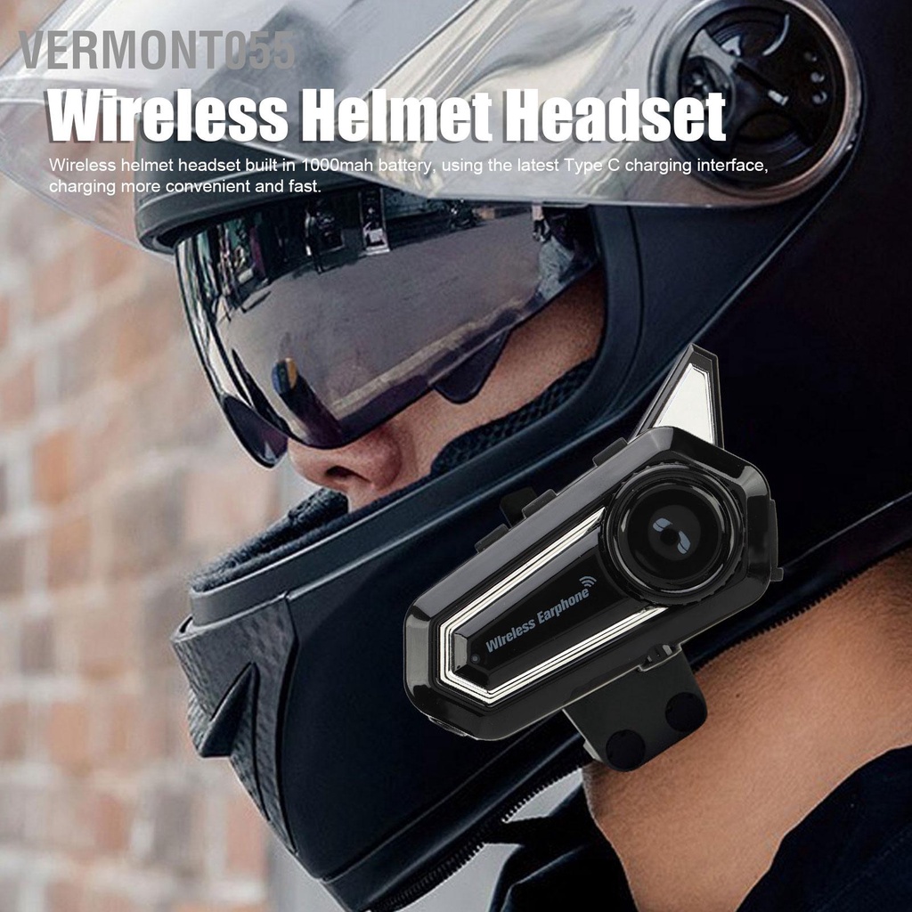 Vermont055 Tai Nghe Mũ Bảo Hiểm Bluetooth Chống Nước Gọi Điện Thoại Rảnh Tay Xe Máy Không Dây Cho Đạp