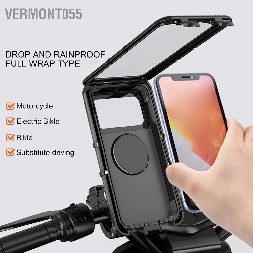 Vermont055 Xe Đạp Chống Thấm Nước Giá Đỡ Điện Thoại Nhận Dạng Vân Tay Khuôn Mặt Điều Chỉnh 360 Độ Cho Dưới 7in