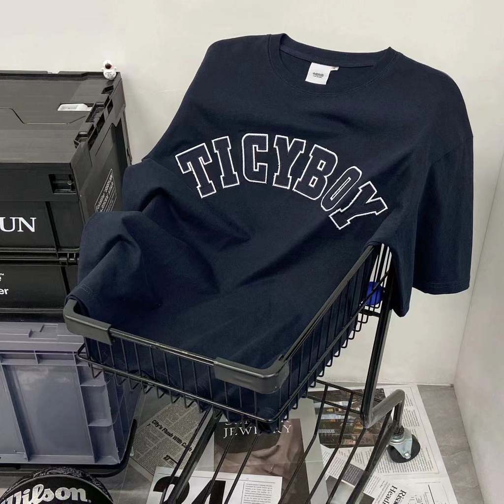 Áo Thun Dáng Rộng In Chữ Màu Xanh Lá Đậm Phong Cách Harajuku Đường Phố Thời Trang Cho Nam