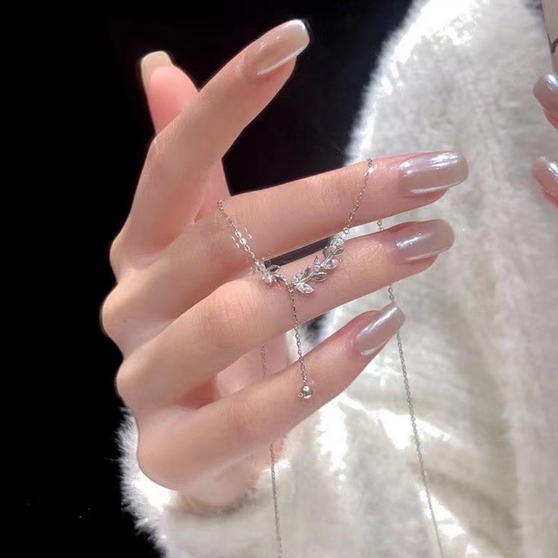 Vòng cổ Mặt Hình Lá Đính Đá Zircon Thanh Lịch Thời Trang Cho Nữ