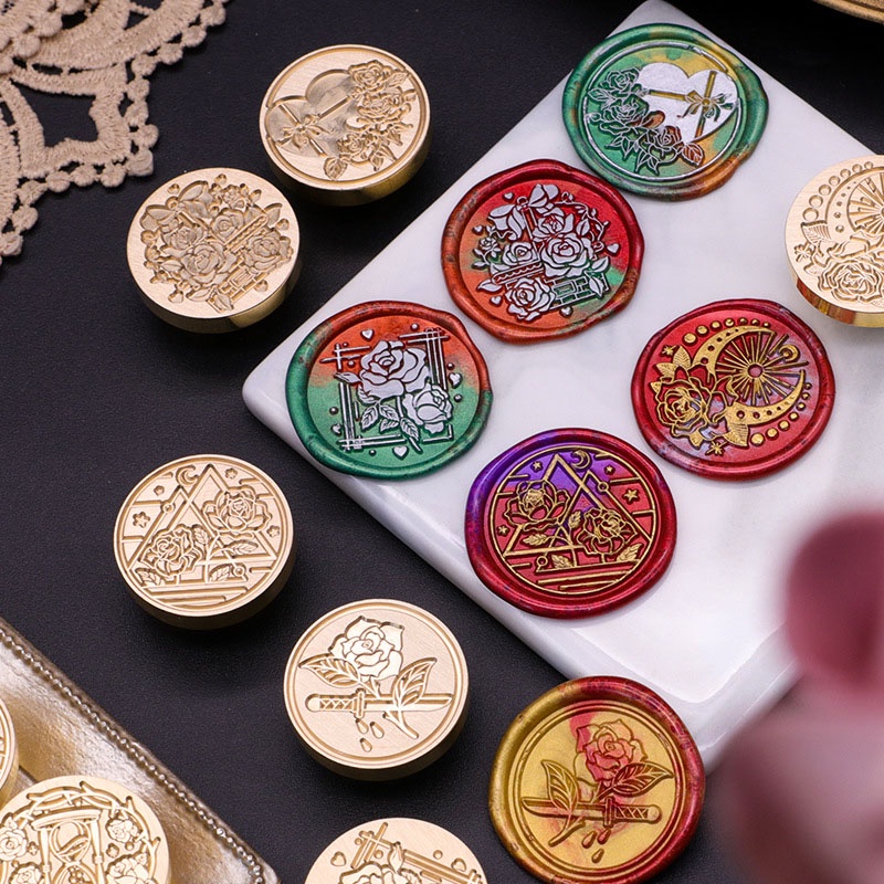 Con Dấu Đóng Sáp Niêm Phong Bì Thư Hình Vườn Hoa Hồng Bằng Đồng DIY