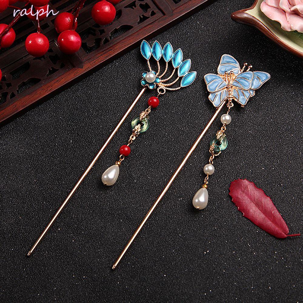 Trâm Cài Tóc Phối Tua Rua Hình Hoa / Bướm Thời Trang Phong Cách Trung Hoa