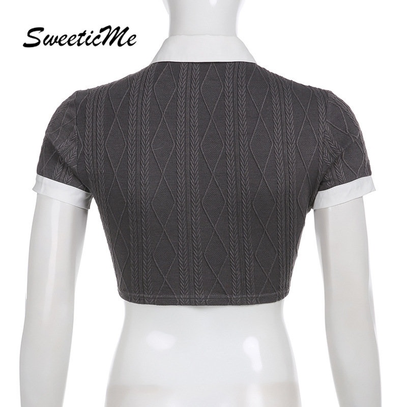 Áo Thun Tay Ngắn Giả Hai Lớp Cổ Bẻ Thắt Cà Vạt Thời Trang 2023 Dành Cho Bạn Nữ