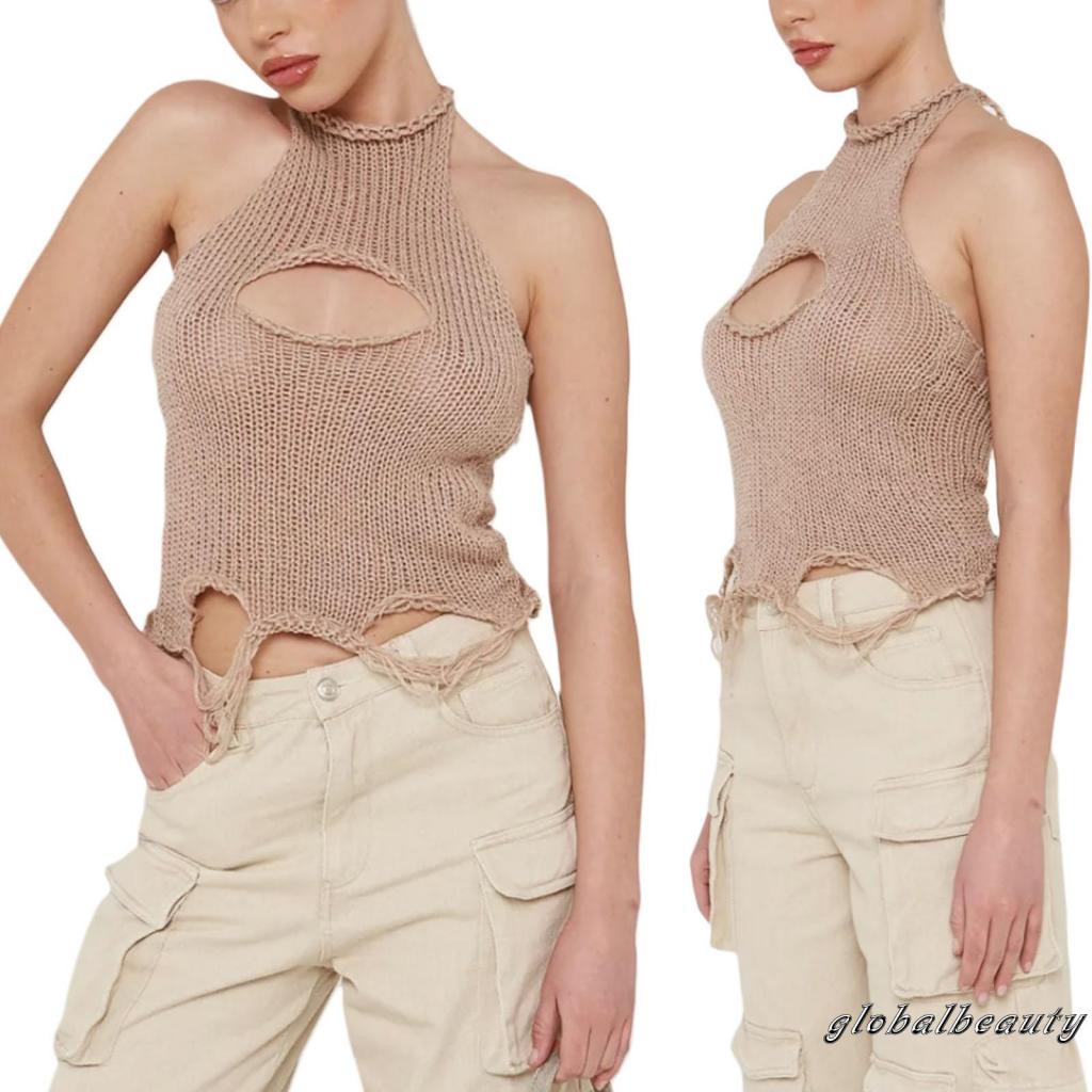 Áo Hai Dây Dệt Kim Hở Lưng Thời Trang Mùa Hè Cho Nữ