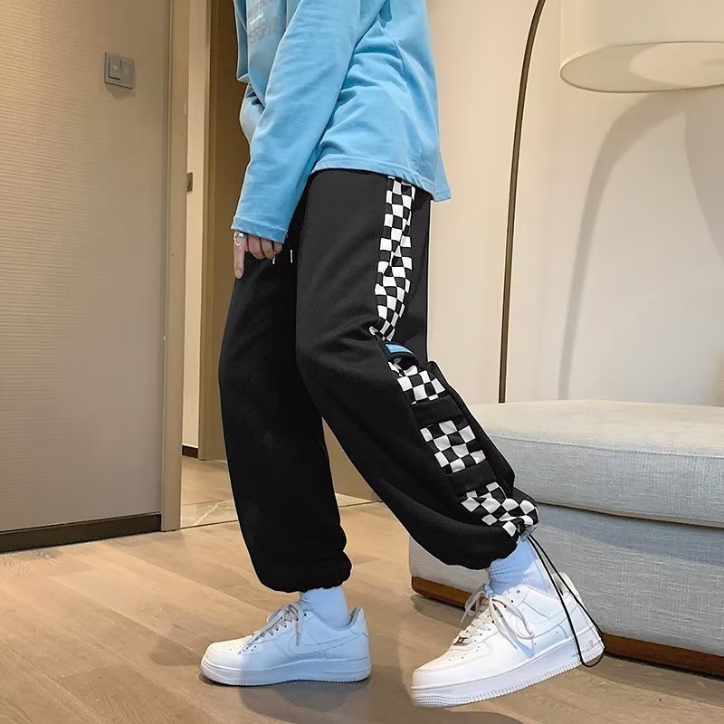 Quần Dài Thể Thao Ống Đứng In Họa Tiết Caro Phong Cách Hàn Quốc Thời Trang Xuân Thu Cho Nam