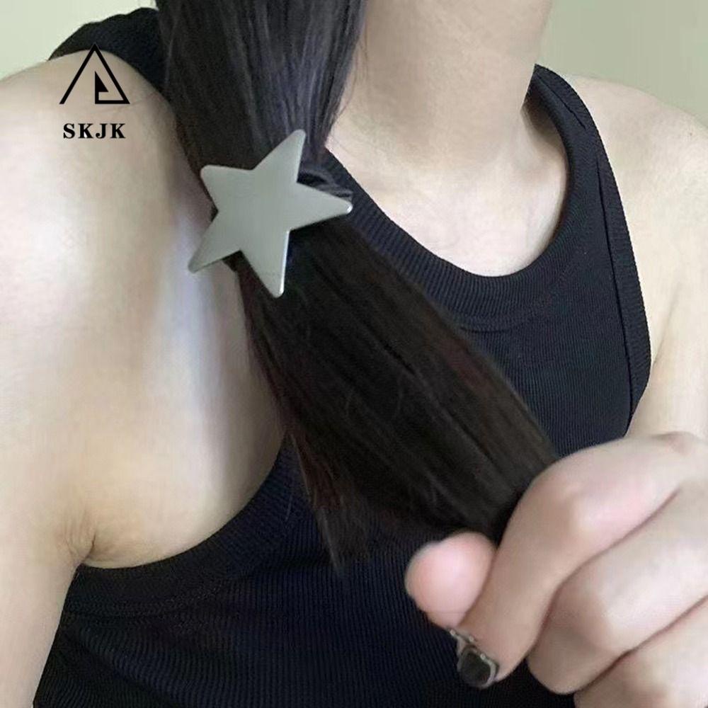 Dây Cột Tóc Y2K Co Giãn Bằng Kim Loại Hình Ngôi Sao Năm Cánh Thời Trang Cho Nữ