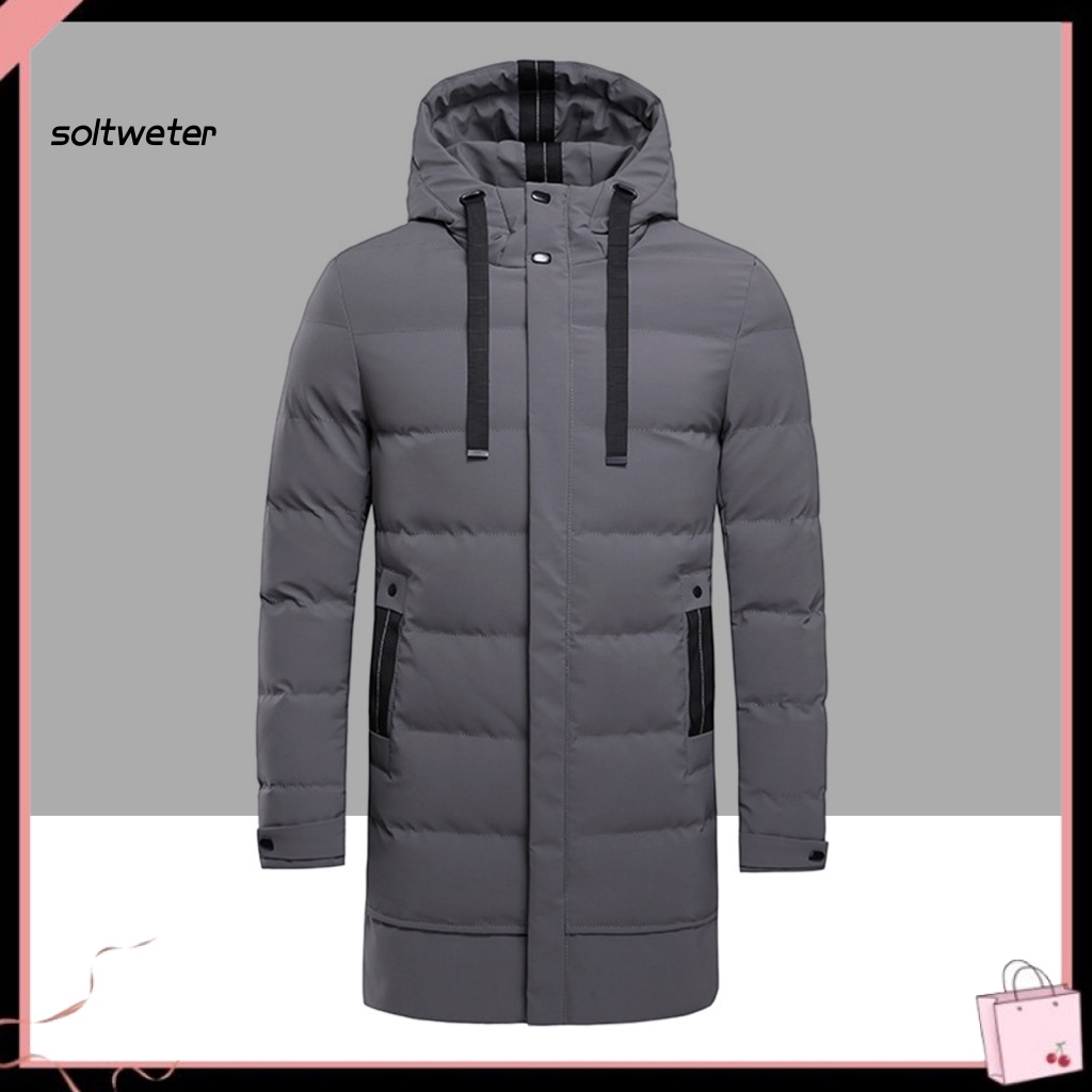Áo Khoác Phao Cotton Tay Dài Có Mũ Trùm Và Dây Rút Thời Trang Thu Đông Cho Nam