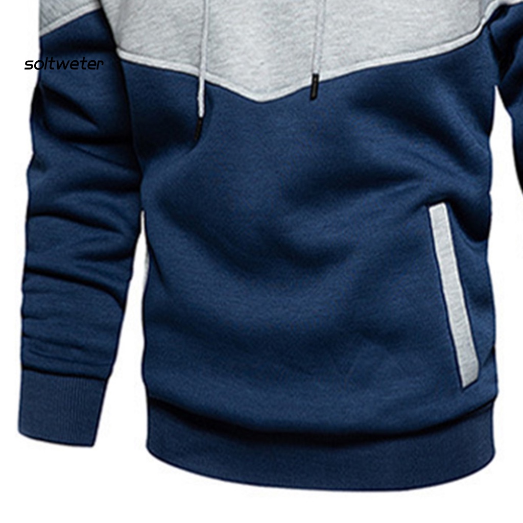 Set Áo Hoodie Dài Tay + Quần Dài Lưng Thun Phối Màu Sắc Thời Trang Đường Phố Cho Nam