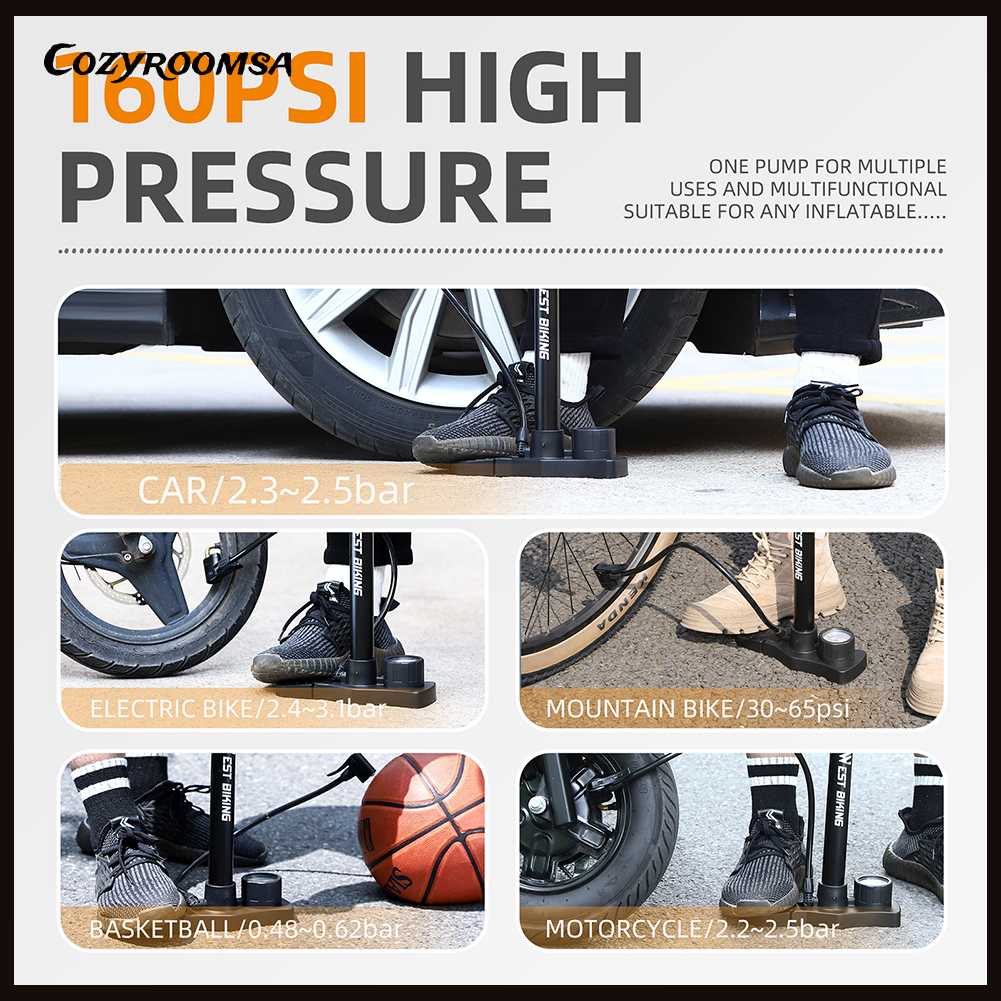 Ống Bơm Xe Đạp Áp Suất Cao Có Đồng Hồ Đo Tiện Dụng