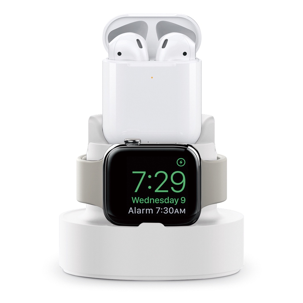 Đế Sạc Bằng Silicon 2 Trong 1 Cho IPhone 11 12 Pro Max IWatch Airpods Pro 2 3