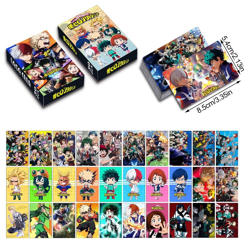 Hộp 30 Tấm Thẻ Ảnh Lomo Hai Mặt In Hình Anime My Hero Academia